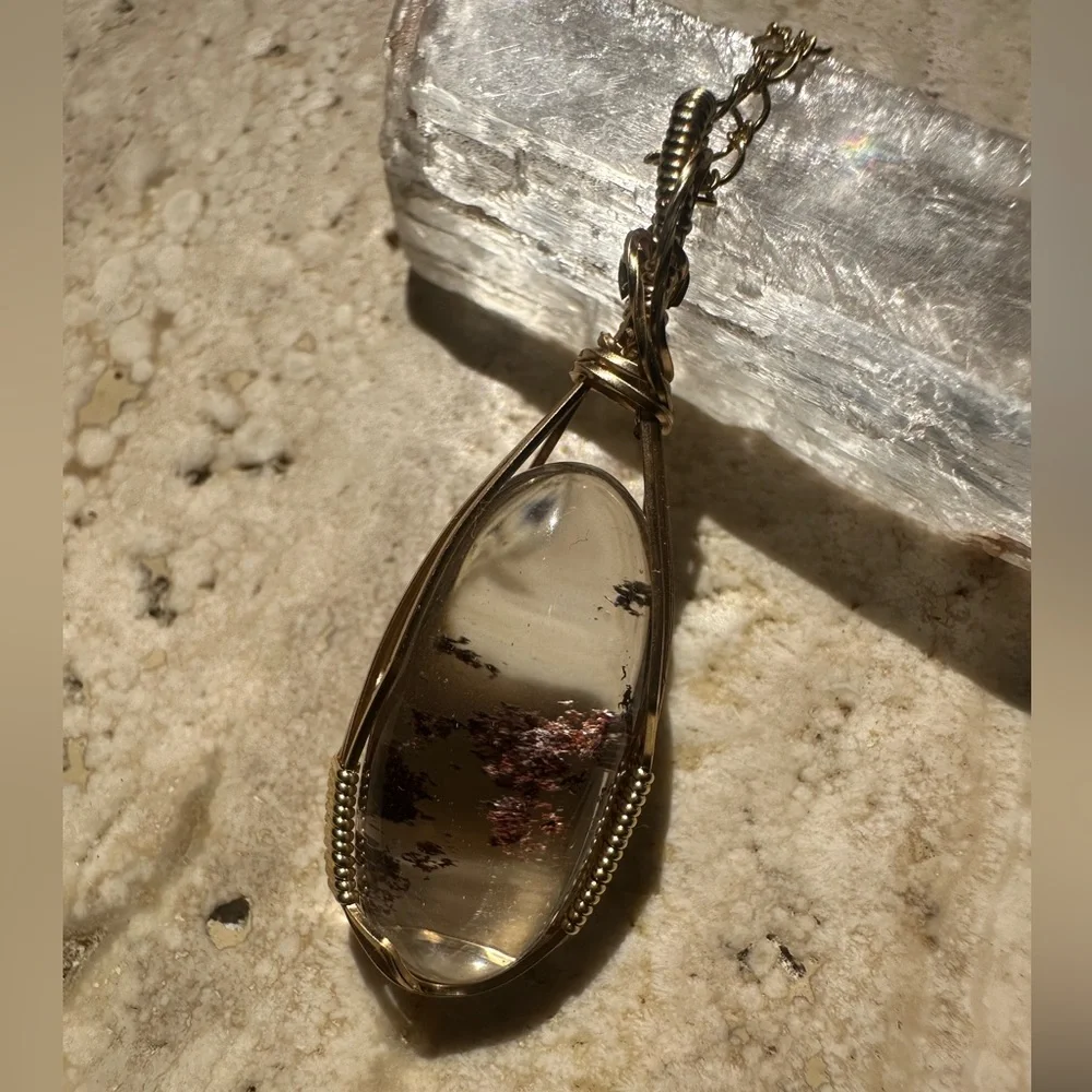 14k Gold Filled Lodolite Garden Quartz Burgundy Inclusions
